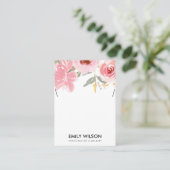 BLUSH PINK ROSE FLORAL WATERVERF KETTING DISPLAY VISITEKAARTJE (Staand voorkant)