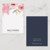 BLUSH PINK ROSE FLORAL WATERVERF KETTING DISPLAY VISITEKAARTJE (Voorkant / Achterkant)