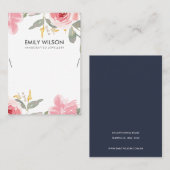BLUSH PINK ROSE FLORAL WATERVERF KETTING DISPLAY VISITEKAARTJE (Voorkant / Achterkant)