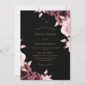 Blush Pink Rose Floral Wedding  Kaart (Voorkant)