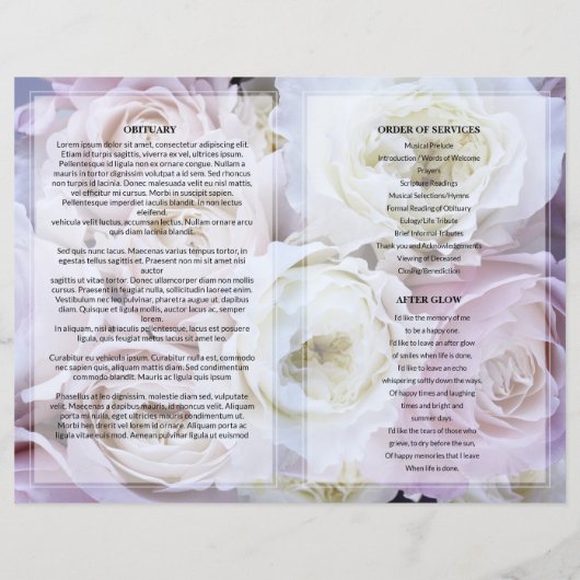 Blush Pink Rose Funeral Program template (Achterkant)