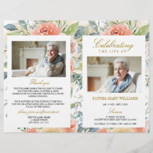 Blush Pink Rose Funeral Programme | Dienstenvolgor