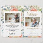 Blush Pink Rose Funeral Programme | Dienstenvolgor (Voorkant / Achterkant)