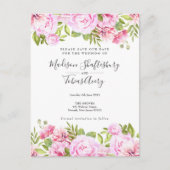 Blush Pink Rose Garden Floral Save the Date Briefkaart (Voorkant)