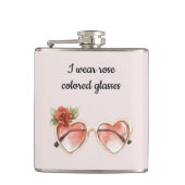 Blush Pink Rose Gekleurde Zonnebril Heupfles (Voorkant)