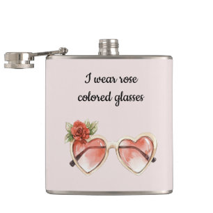 Blush Pink Rose Gekleurde Zonnebril Heupfles
