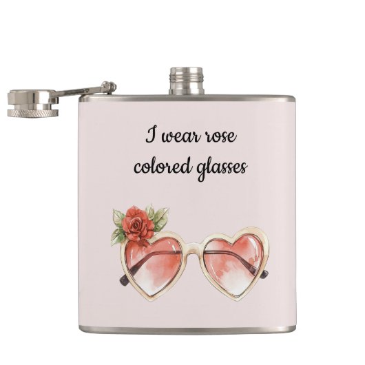 Blush Pink Rose Gekleurde Zonnebril Heupfles (Geopend)