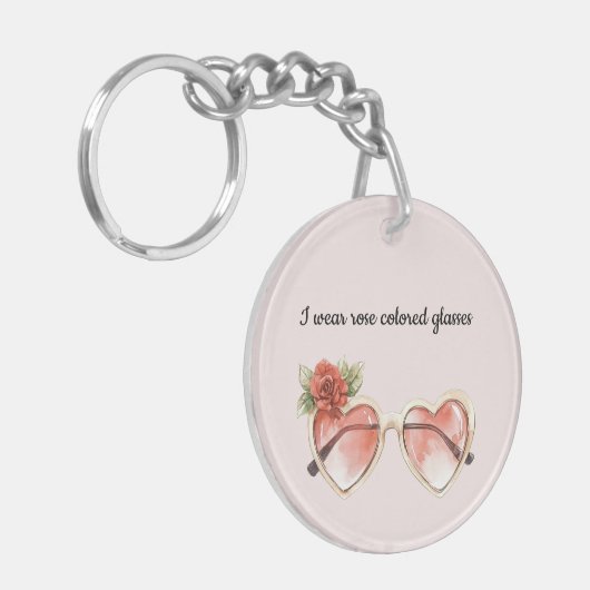 Blush Pink Rose Gekleurde Zonnebril Sleutelhanger (Voorkant Links)