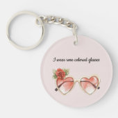 Blush Pink Rose Gekleurde Zonnebril Sleutelhanger (Voorkant)
