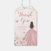 Blush Pink Rose Geometrische Quinceañera Dank U Cadeaulabel (Voorkant)