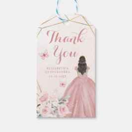 Blush Pink Rose Geometrische Quinceañera Dank U Cadeaulabel