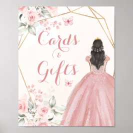 Blush Pink Rose Geometrische Quinceañera Kaarten C Poster