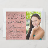 Blush Pink Rose Gold Afstuderen aangekondigd Kaart (Voorkant)