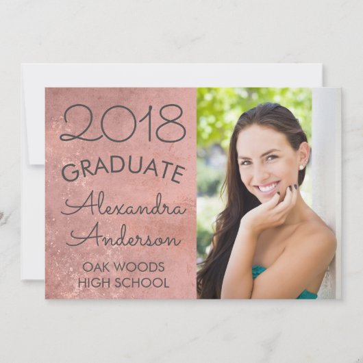 Blush Pink Rose Gold Afstuderen aangekondigd Kaart (Voorkant)