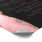 Blush Pink Rose Gold Agate Dark Wedding Bar Menu Poster (Hoek)
