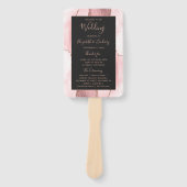 Blush Pink Rose Gold Agate Dark Wedding Program Handwaaier (Voorkant)