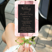 Blush Pink Rose Gold Agate Dark Wedding Program Handwaaier