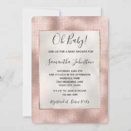  Blush Pink Rose Gold Baby shower Kaart