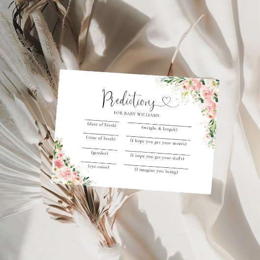 Blush Pink Rose Gold Baby shower voorspellingen Ka Kaart