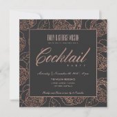 BLUSH PINK ROSE GOLD BLACK FLORAL COCKTAIL ARTIJ KAART (Voorkant)