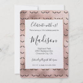 Blush Pink Rose Gold Black Wimpers Kaart