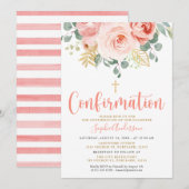 Blush Pink Rose Gold Bloemen Kruis bevestiging Kaart (Voorkant / Achterkant)