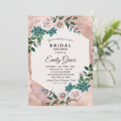 Blush Pink Rose Gold Bruids Douche Uitnodiging (Staand voorkant)