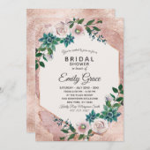 Blush Pink Rose Gold Bruids Douche Uitnodiging (Voorkant / Achterkant)