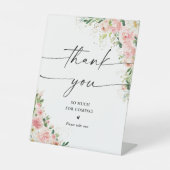 Blush Pink Rose Gold Dank je teken Reclamebord Met Voetstuk (Voorkant)