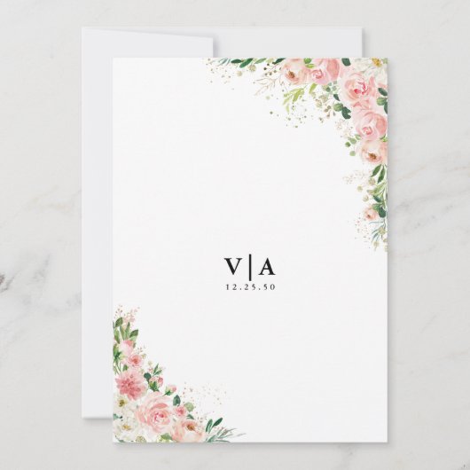 Blush Pink Rose Gold de avond voor de uitnodiging (Achterkant)