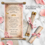 Blush Pink Rose Gold DIY Quince Scroll uitnodiging<br><div class="desc">Creëer je eigen sprookje, elegante DIY Quinceañera scroll uitnodigingen, aanpasbaar aan uw voorkeuren voor een memorabele zoete 15 birthday bash! Het perkamentpapierontwerp gemaakt met originele kunst van Raphaela Wilson toont delicate blush roze rozen, sierlijke vlinders, een faux glitter tiara kroon en een fancy rand versierd met gouddiamantachtige glans. De gebruiksvriendelijke...</div>