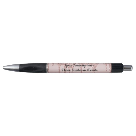 Blush Pink Rose Gold Dripping Glitter Trendy Pen (Voorkant)
