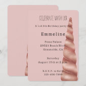 Blush Pink Rose Gold Eenhoorn Verjaardag Kaart (Voorkant / Achterkant)