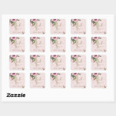 Blush Pink Rose Gold Floral Modern Bedankt Favor Vierkante Sticker (Vel)