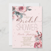 Blush Pink Rose Gold Floral Modern VRIJGEZELLENFEE Kaart (Voorkant)