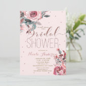 Blush Pink Rose Gold Floral Modern VRIJGEZELLENFEE Kaart (Staand voorkant)