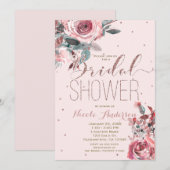 Blush Pink Rose Gold Floral Modern VRIJGEZELLENFEE Kaart (Voorkant / Achterkant)