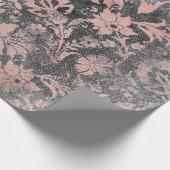 Blush Pink Rose Gold Floral Powder Grungy Black Cadeaupapier (Hoek)