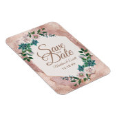 Blush Pink Rose Gold Floral Save the Date Bruiloft Magneet (Rechterzijde)