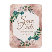 Blush Pink Rose Gold Floral Save the Date Bruiloft Magneet (Verticaal)