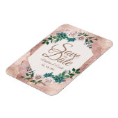 Blush Pink Rose Gold Floral Save the Date Bruiloft Magneet (Linkerzijde)
