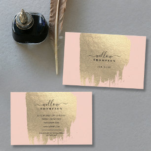 Blush Pink Rose Gold Folie Brush Stroke Visitekaartje