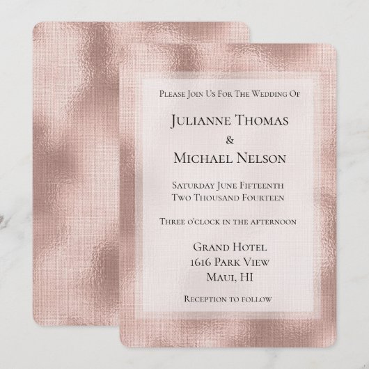 Blush Pink Rose Gold gepersonaliseerde bruiloft Kaart (Voorkant / Achterkant)