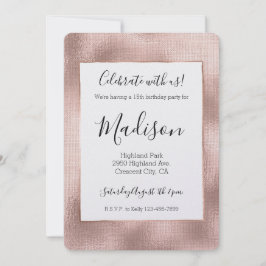 Blush Pink Rose Gold Glam Chic Verjaardag Kaart