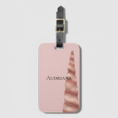 Blush Pink Rose Gold Glam Eenhoorn Bagagelabel (Voorkant (verticaal))
