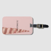 Blush Pink Rose Gold Glam Eenhoorn Bagagelabel (Voorkant (horizontaal))