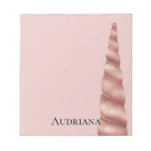 Blush Pink Rose Gold Glam Eenhoorn Gepersonaliseer Notitieblok (Voorkant)