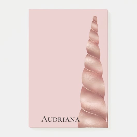 Blush Pink Rose Gold Glam Eenhoorn Gepersonaliseer Post-it® Notes (Voorkant)