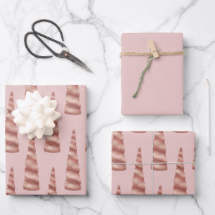 Blush Pink Rose Gold Glam Eenhoorn Verjaardag Inpakpapier Vel