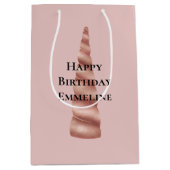 Blush Pink Rose Gold Glam Eenhoorn Verjaardag Medium Cadeauzakje (Voorkant)